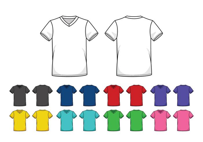 700x490 Set Of Colored V Neck Shirts Templates