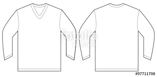 500x246 White Long Sleeve V Neck Shirt Design Template Stock Image