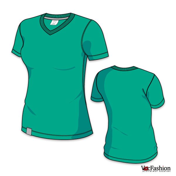 600x600 Women's Basic V Neck T Shirt Vector Template Vector T Shirt