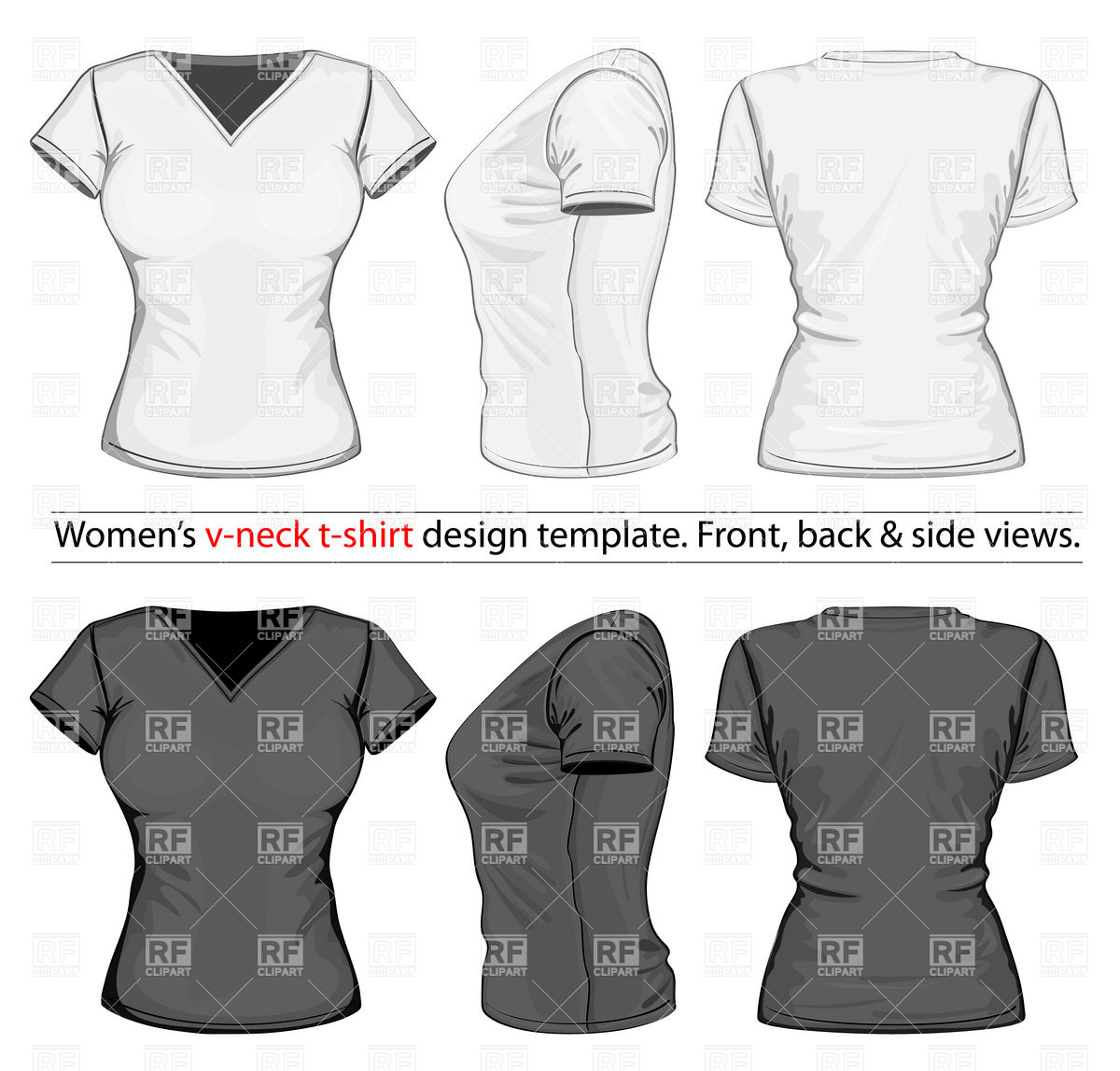 1200x1148 Women's V Neck T Shirt Template Vector Image Of Beauty, Fashion
