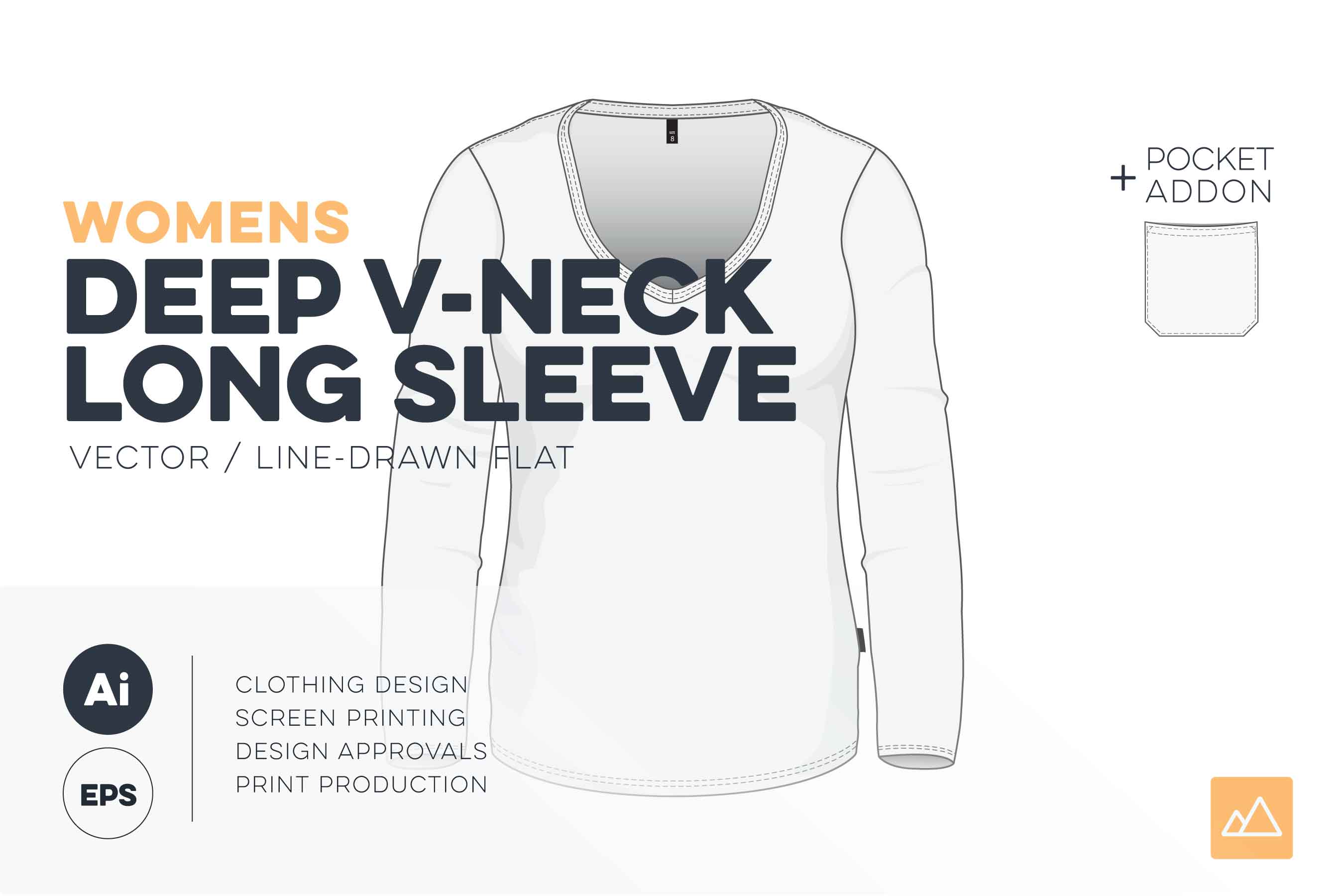 2700x1800 Womens Deep V Neck Long Sleeve Template