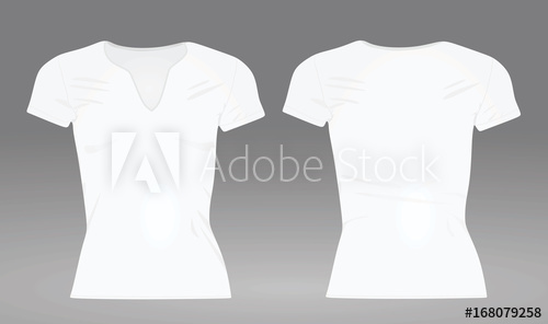 Women White V Neck T Shirt Vector Illustration 500x296 Women White V Neck T Shirt Vector Illustration