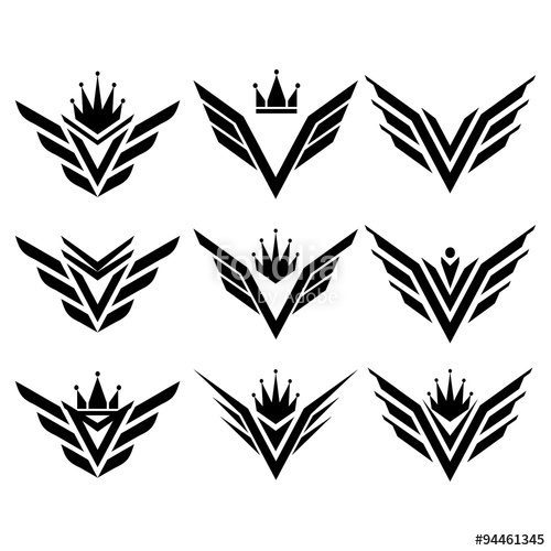 500x500 V Crown Wing King Bundle Set Stock Image And Royalty Free Vector