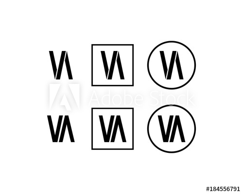 500x400 Line Art Initial Letter Va Symbol Logo Vector Set