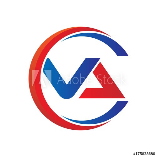 500x500 Va Logo Vector Modern Initial Swoosh Circle Blue And Red