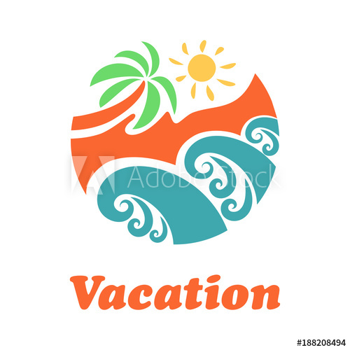 500x500 Summer Travel Vacation Logo Concept In Circle Shape Sea Resort