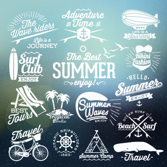 340x340 Summer Vacation Travel Labels With Logos Vector Free Download