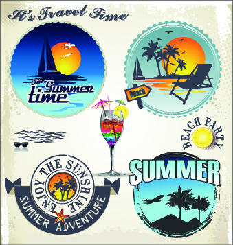 339x357 Summer Vacation Travel Labels With Logos Vector Free Vector