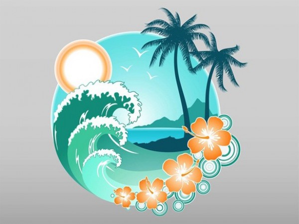 600x451 Tropical Island Vacation Logo Vector Graphic