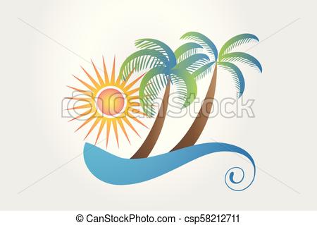450x319 Tropical Vacations Logo Summer Theme Icon With Waves,trees
