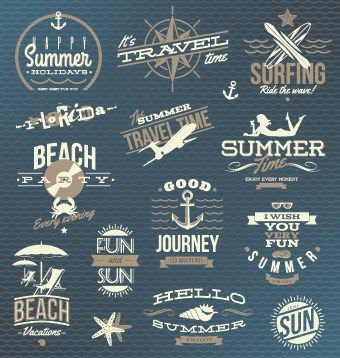 340x358 Vintage Summer Vacation Travel Logos Vector Vector Logo