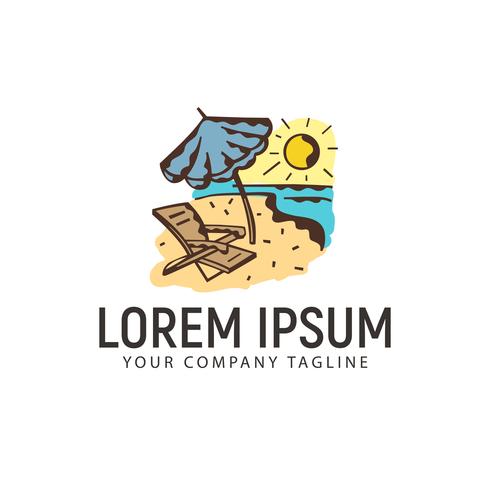490x490 Summer Vacation Logo Retro Hand Drawn Logo Design Concept