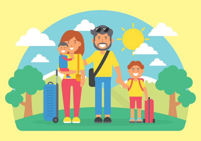 700x490 Family Vacation Vector Illustration Stock Images