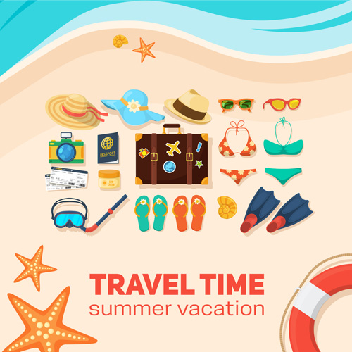500x500 Summer Travel Vacation Vector Background Free Download