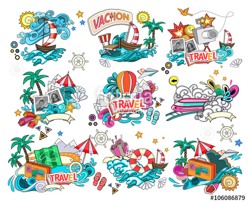500x409 Cartoon Style Business Summer Tourism Concept Voyage, Journey