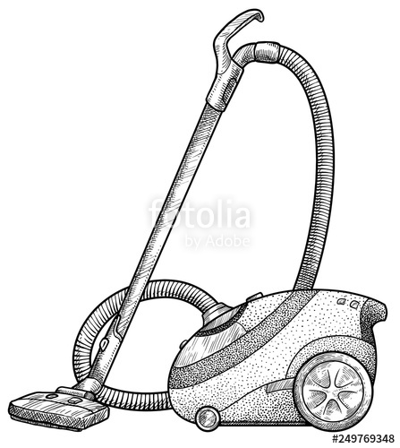 447x500 Vacuum Cleaner Illustration, Drawing, Engraving, Ink, Line Art