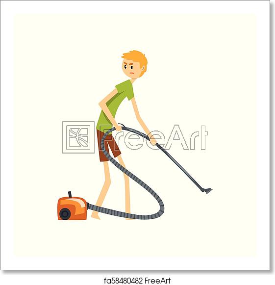 561x581 Free Art Print Of Henpecked Man, Husband Cleaning The Floor