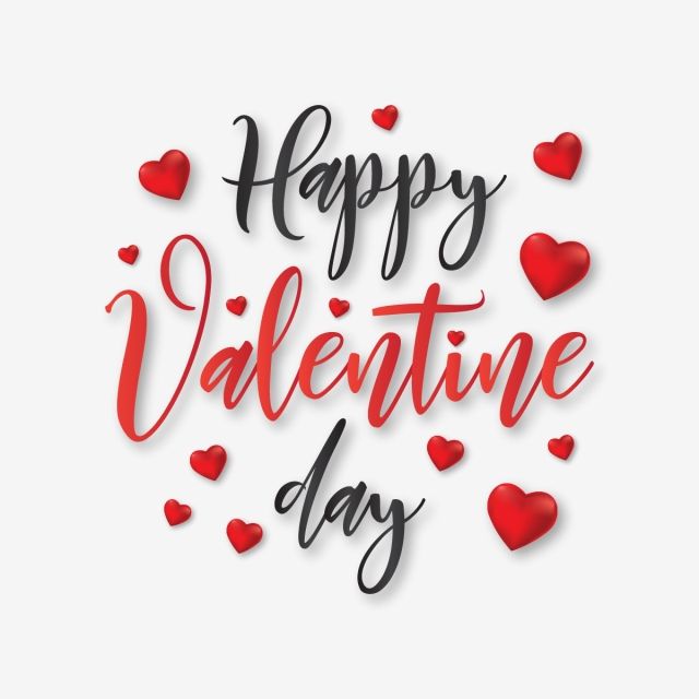 Happy Valentine Day Typography With Hearts Vector, Fancy 640x640 Happy Valentine Day Typography With Hearts Vector, Fancy