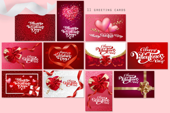580x387 Valentine Vector Greeting Cards Graphic