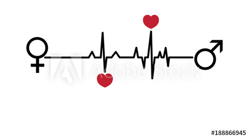 500x278 Valentine Vector Illustration Love Hearts, Ekg Line Woman