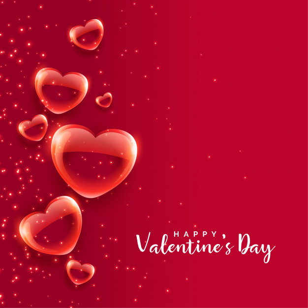 626x626 Red Bubble Hearts Floating Valentines Day Background Vector Free