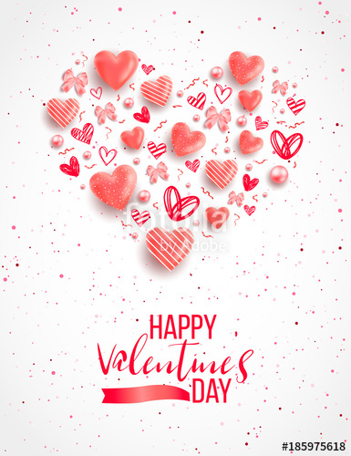 385x500 Saint Valentine Day Background With Colorful Hearts With Frame