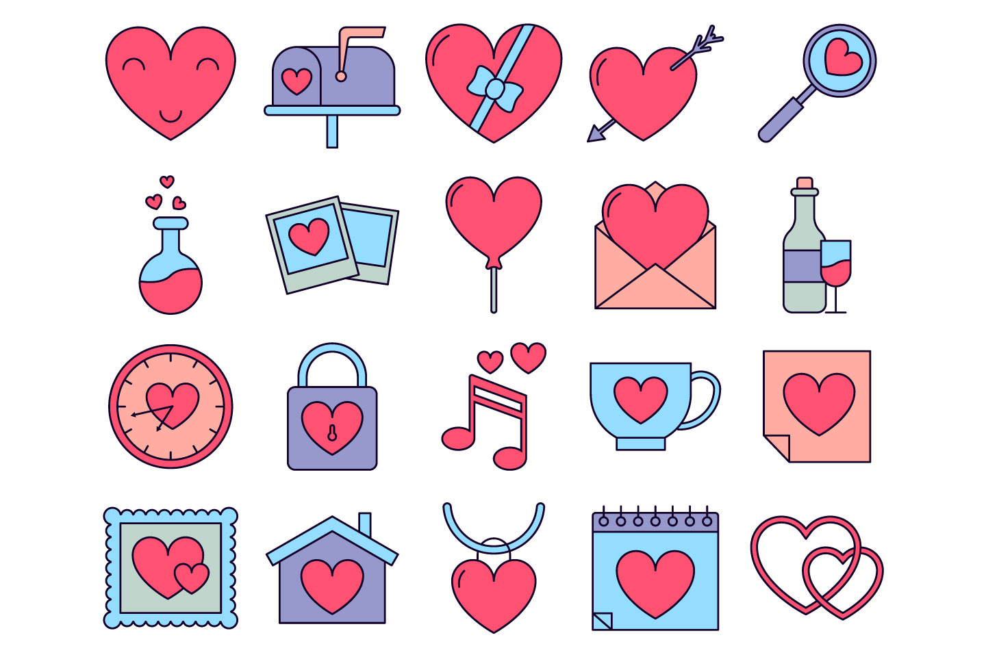 1440x960 Happy Valentines Day Vector Free Icon Set