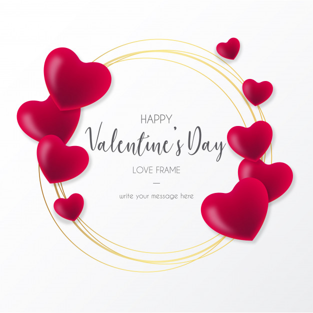 626x626 Lovely Frame With Hearts For Valentine's Day Vector Free Download
