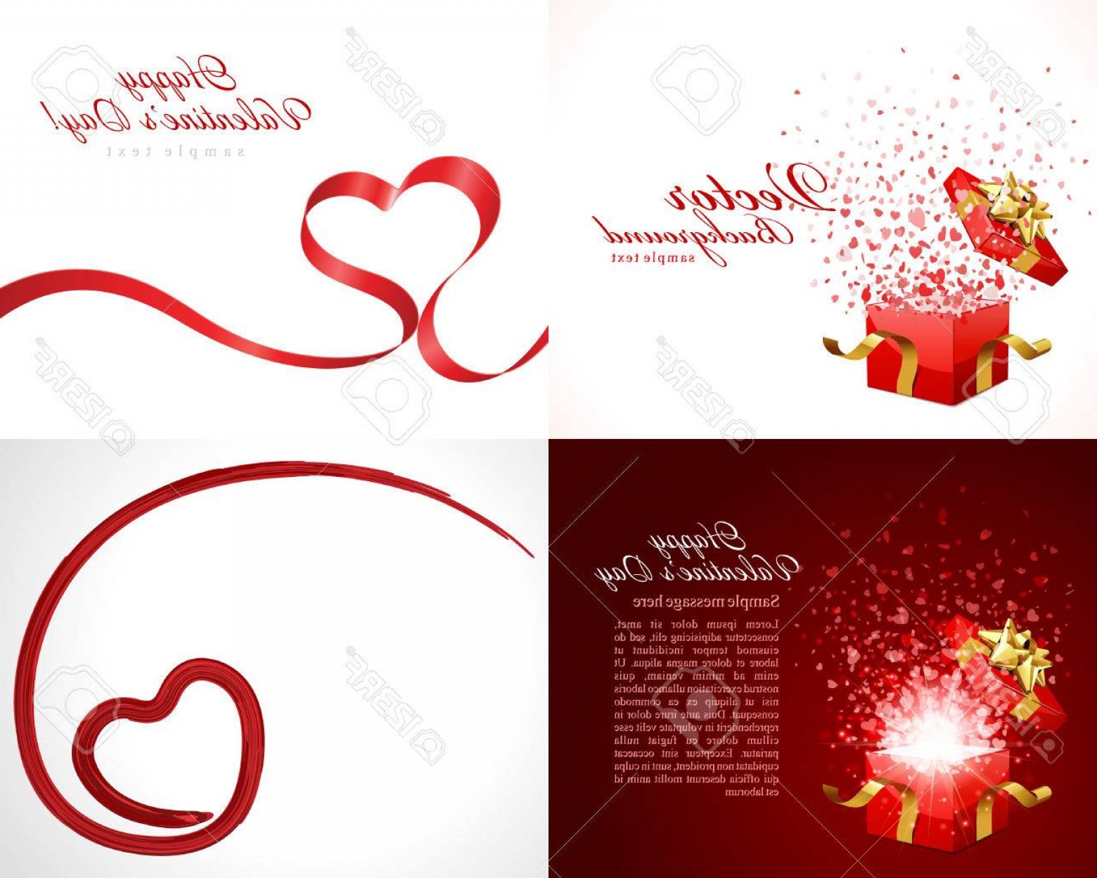 1560x1248 Photostock Vector Set Happy Valentines Day Greetings Cards Vector