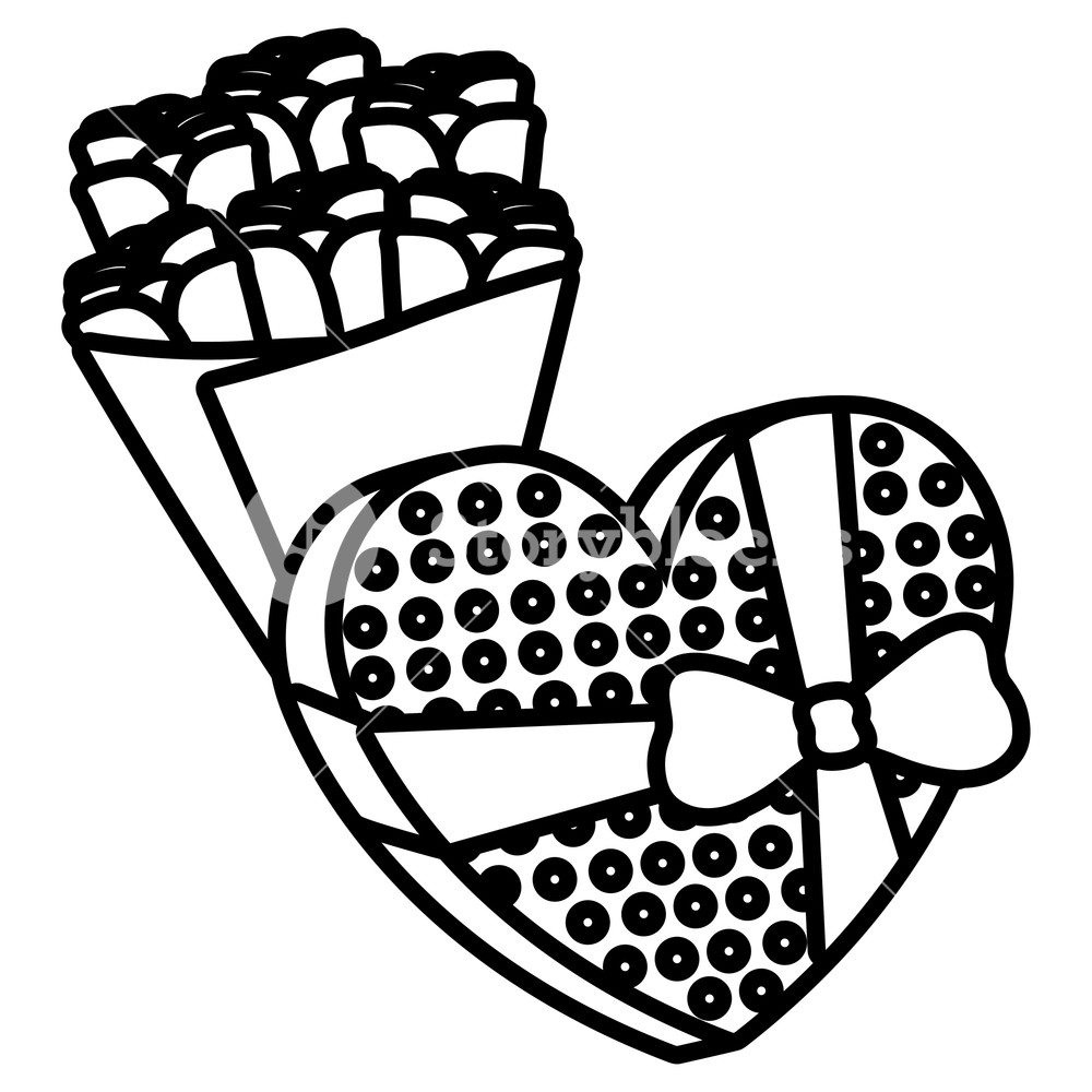 1000x1000 Heart Love With Roses Bouquet Valentines Vector Illustration