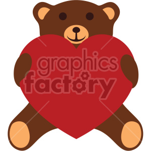 300x300 Teddy Bear Holding Large Red Heart Valentines Vector Icon No