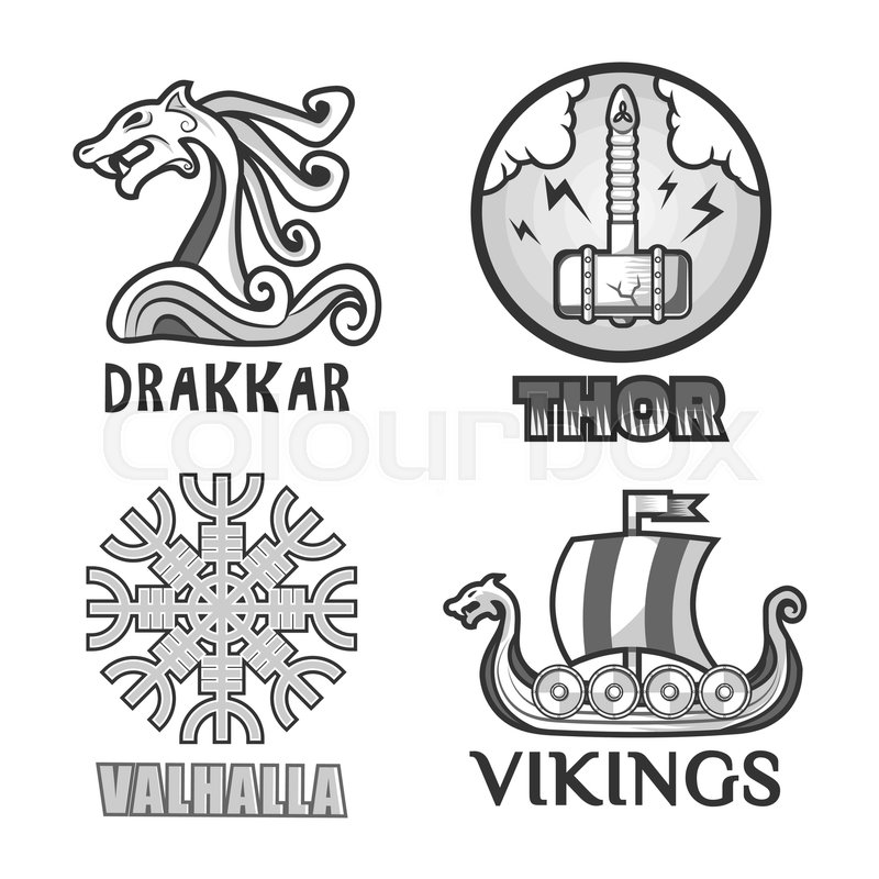 800x800 Viking Warriors Logo Set Vector Stock Vector Colourbox