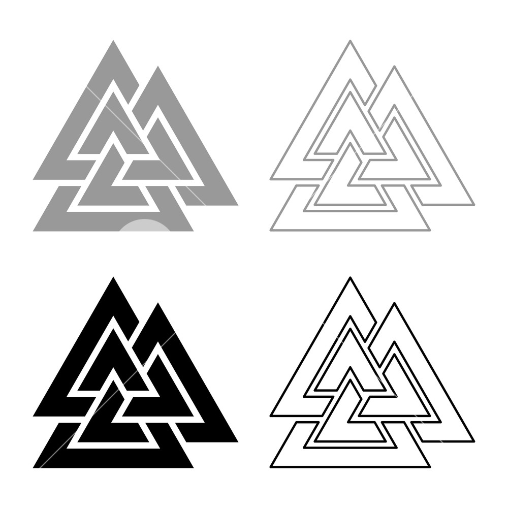 1000x1000 Valknut Sign Symblol Icon Set Grey Black Color Vector Illustration