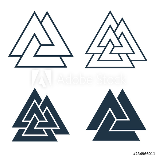 500x500 Interwoven Triangles, Valknut Vector Illustration Collection
