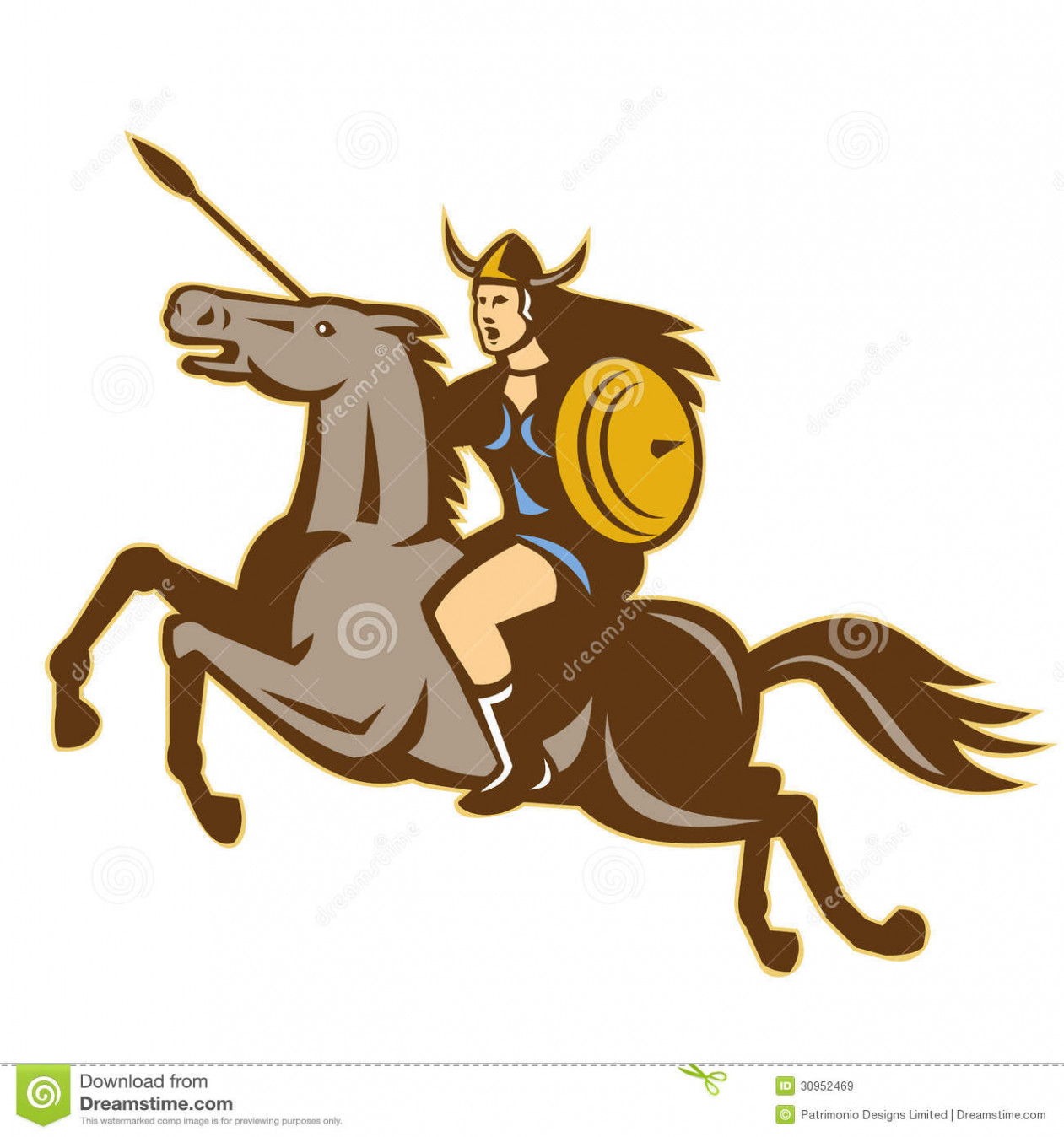 1261x1348 Valkyrie Amazon Warrior Riding Horse Vector Illustration