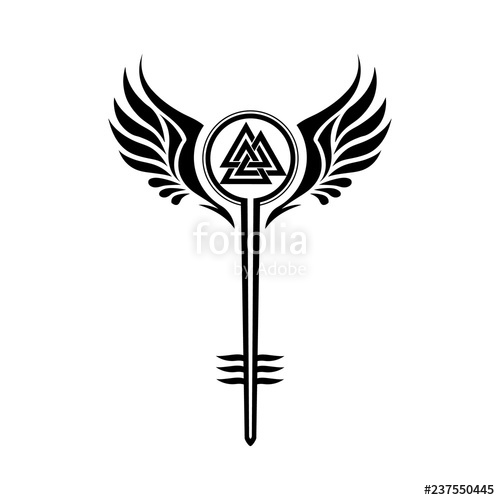 500x500 Valkyrie Symbol With Odin's Valknut Stock Image And Royalty Free
