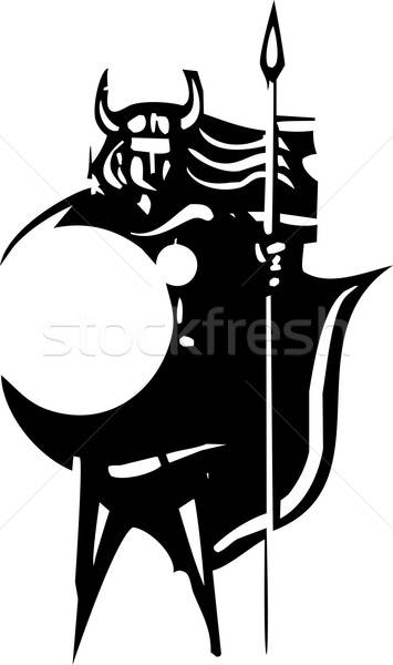 355x600 Valkyrie With Spear Vector Illustration Jeffrey Thompson