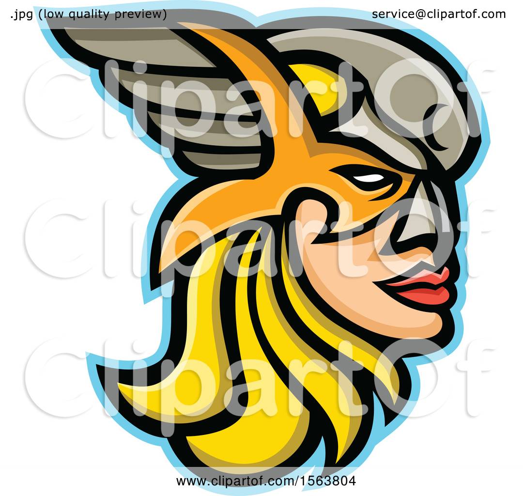 1080x1024 Clipart Of A Valkyrie Mascot Face In Profile