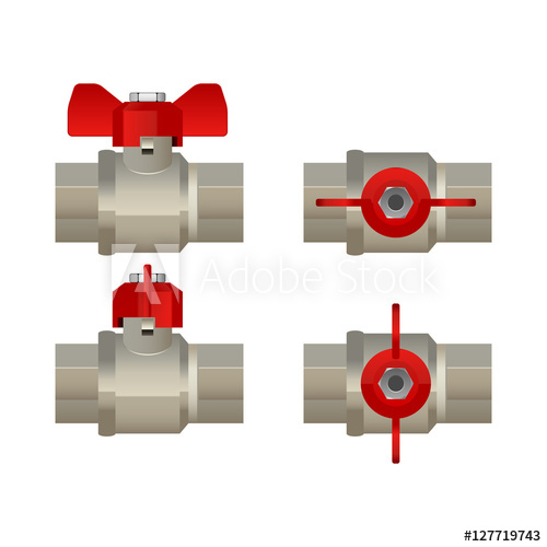 Ball Valve Vector Illustration, Side And Top View, Open Closed 500x500 Ball Valve Vector Illustration, Side And Top View, Open Closed
