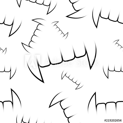500x500 Seamless Pattern Of Vampire Fangs On A Light Background Vector