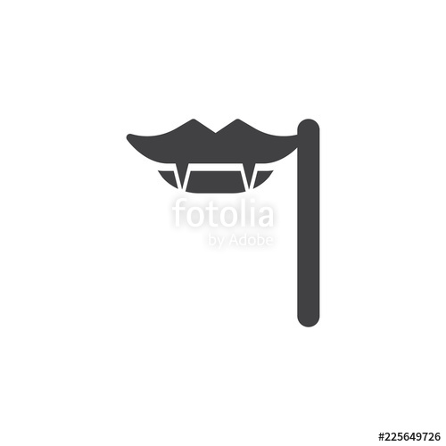 500x500 Vampire Fangs On A Stick Vector Icon Filled Flat Sign For Mobile