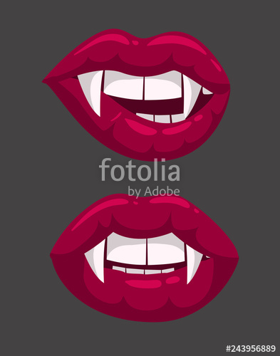 393x500 Lips With Vampire Teeth Vector Illustration Stock Image