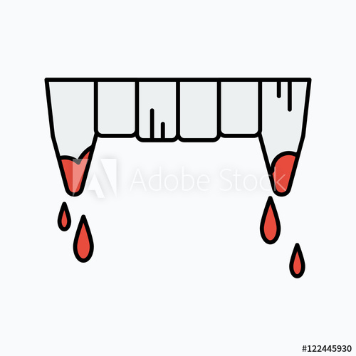 500x500 Vampire Teeth With Blood Vector Illustration Halloween Icon
