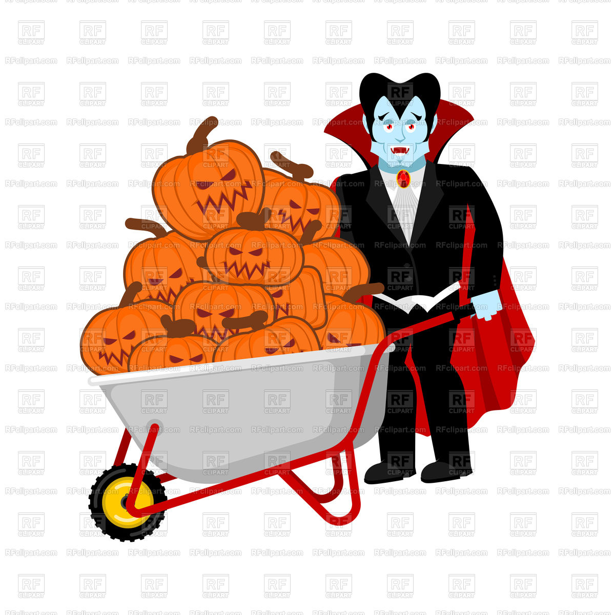 1200x1200 Halloween Wheelbarrow And Vampire Vector Image Of Holiday