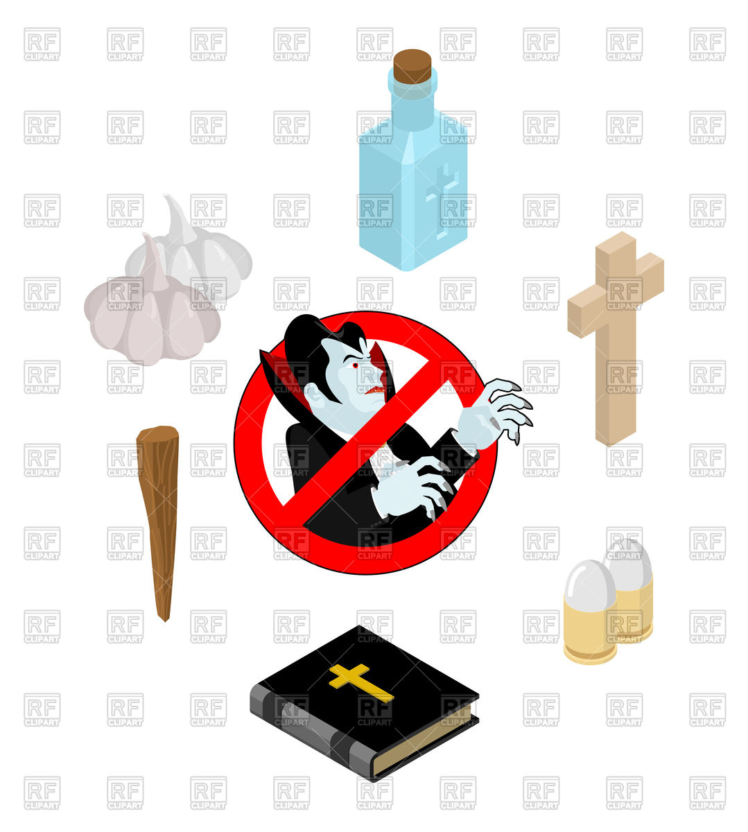 1079x1200 Set Of Tools For Extermination Of Vampire Vector Image