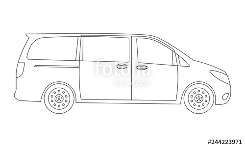 500x300 Minivan Car Outline Icon Side View Family Minibus Vehicle