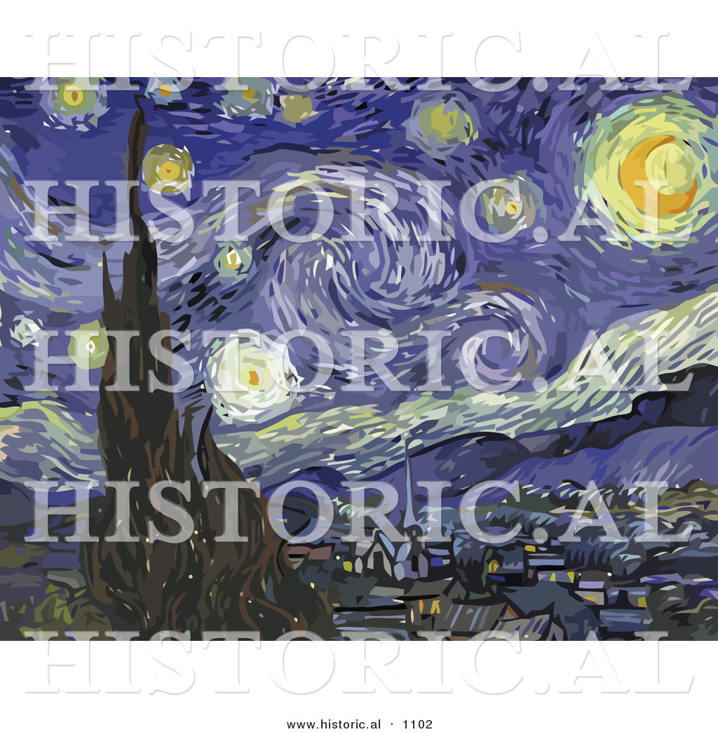 1024x1044 Historical Vector Illustration Of The Starry Night