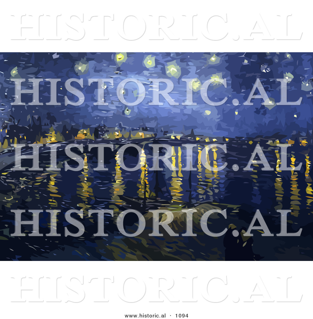 1024x1044 Historical Vector Illustration Of The Starry Night Over The Rhone