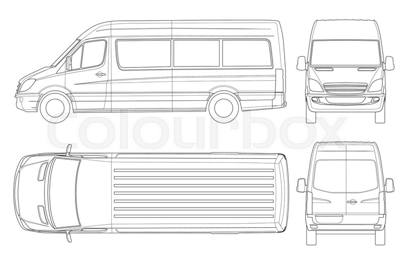 Realistic Van Template In Outline Stock Vector Colourbox 800x516 Realistic Van Template In Outline Stock Vector Colourbox