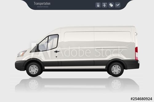 500x334 Detailed Cargo Van Vector Template Realistic White Cargo Van